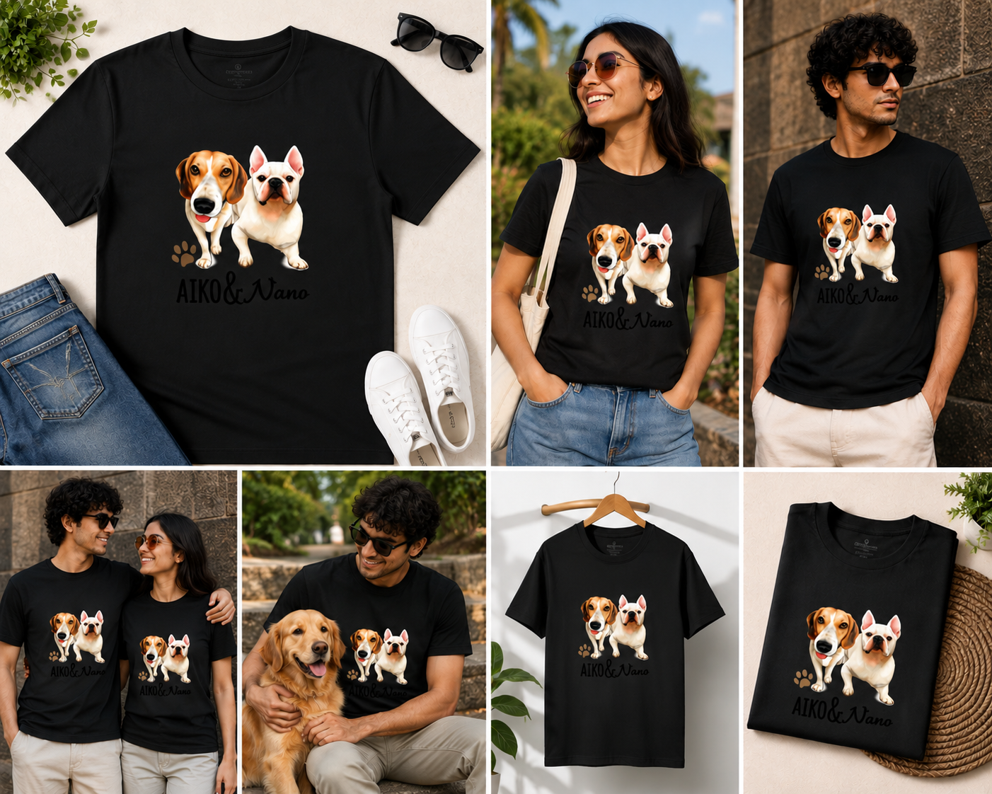 AIKO & Nano Dog Lovers Unisex Cotton T-Shirt