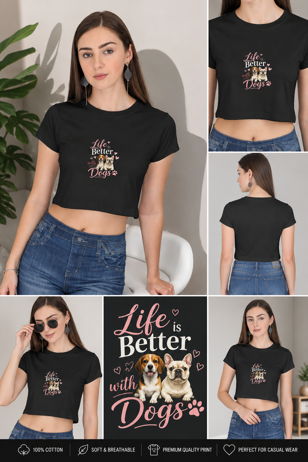 Life is Better with Dogs Women's Crop Top